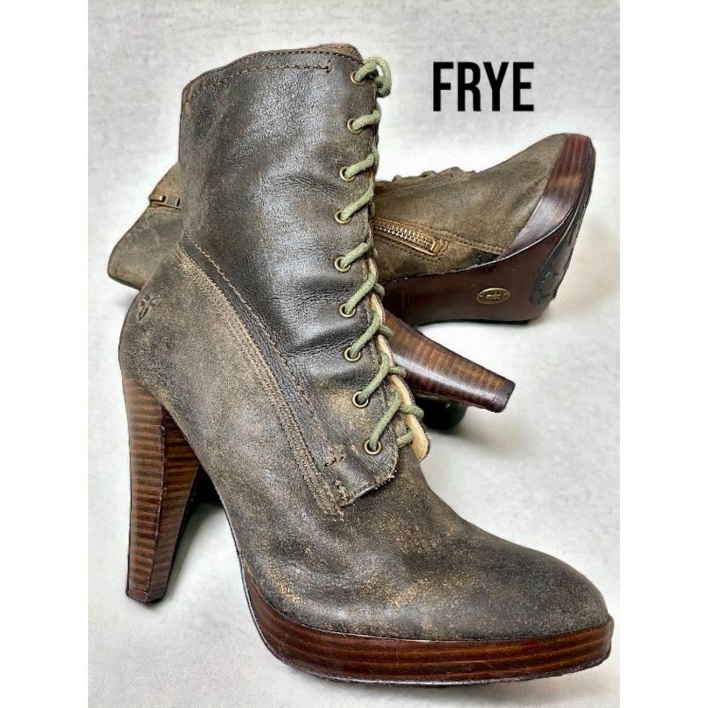 FRYE Boots Womens Size 9 Brown Olive Ankle Booties